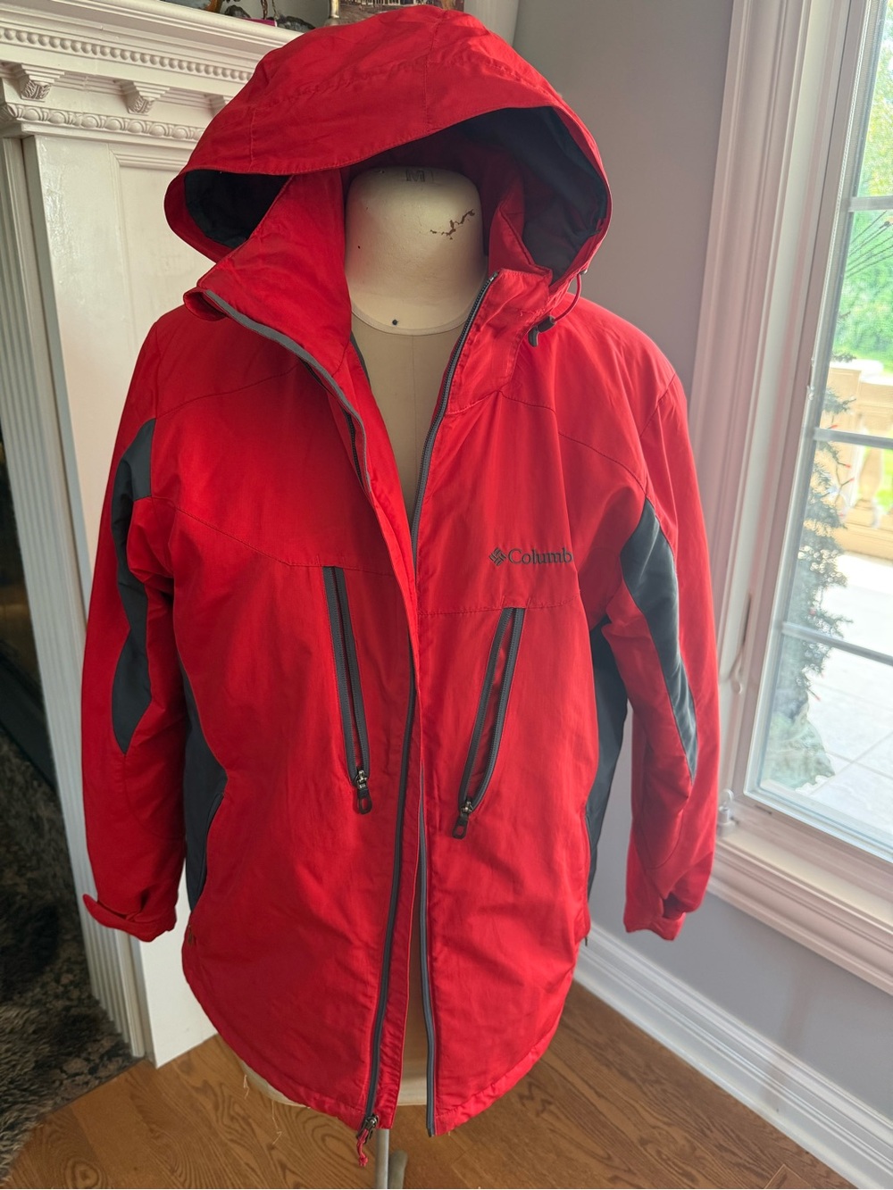 Columbia Kids' Red Hooded coat with Gray Accents